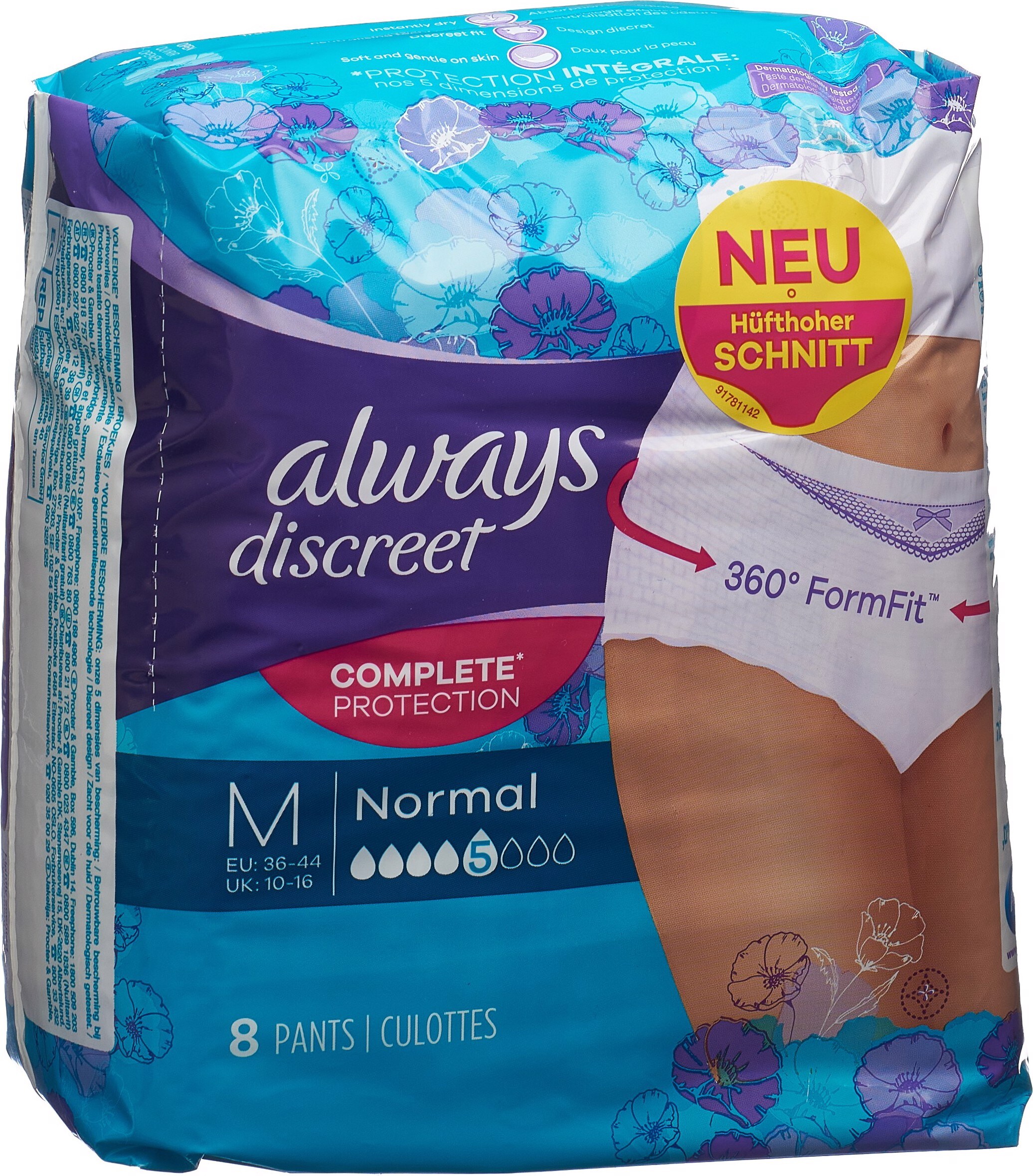 Always Discreet Inkontinenz Pants M Normal Hüfthöhe (8 x, Slip, Normal