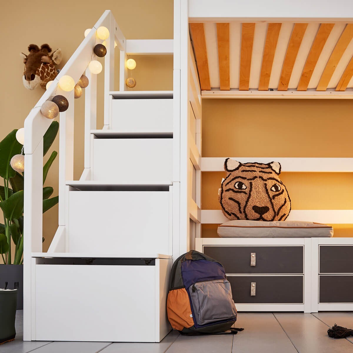 Lifetime Kidsrooms Loft bed with stairs, drawers and deluxe slatted