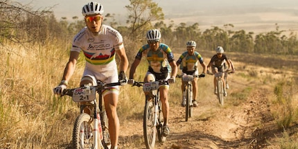 Nino competing at Cape Epic, a multi-day mountain bike race in South Africa.