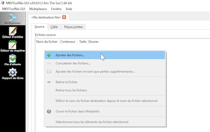 Les fichiers sources sont ajoutés.