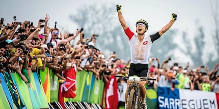 Finally: Nino as new Olympic Champion after winning the cross-country cycling mountain bike race.