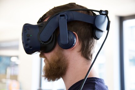 The headphones sit comfortably on the ears and have a volume control.