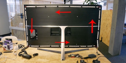 This is what it should look like once the LED strips have been stuck to the TV. The  circuit starts at the bottom right.