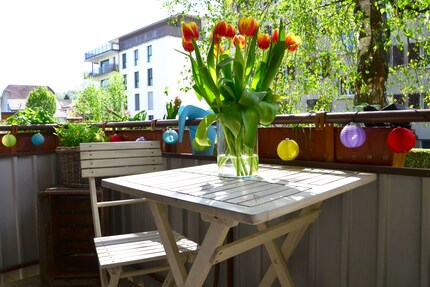 Mein Balkon während der etwa zehn Minuten Sonnenschein pro Tag.