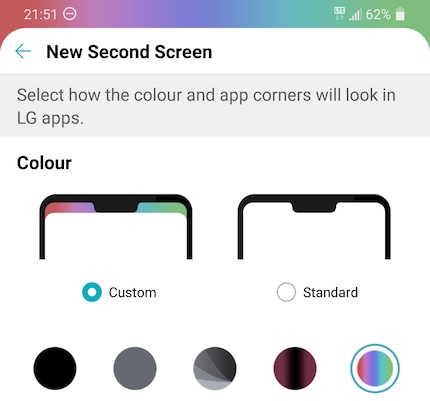 Eines der Notch-Patterns ist ein Regenbogen. Etwas seltsam, aber okay