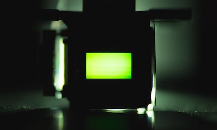 Green LCD panel from the front.