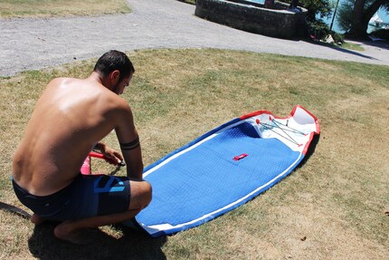 Aufbau in der Badi Tiefenbrunnen.
