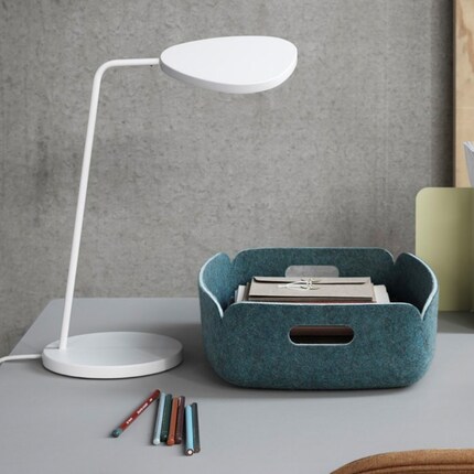 Les paniers «Restore Baskets» en feutre fabriqué à base de fibres de PET recyclés offrent du rangement supplémentaire dans n'importe quelle pièce.