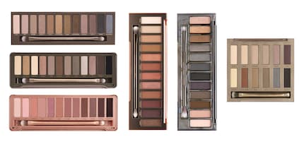 All the larger Naked palettes at a glance – from top left to right: Naked 1, 2, 3, Heat, Smoky and Ultimate Basics