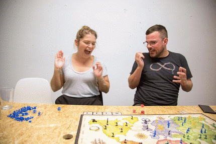 Carolin and Simon in battle mode.