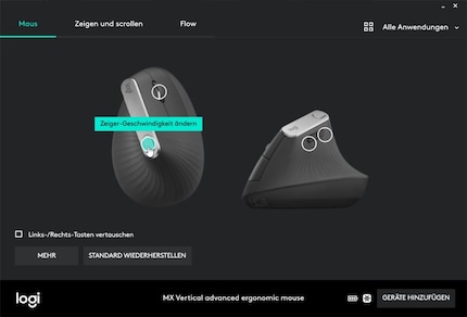 Other functions can be assigned to the buttons in the Logitech Options software.