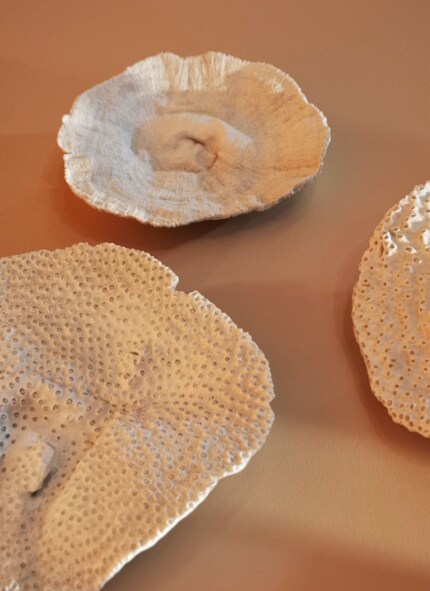 La série «Fleur de Sel» de Bloomingville puise son inspiration dans la mer. La texture de ces objets embellit les murs blancs.