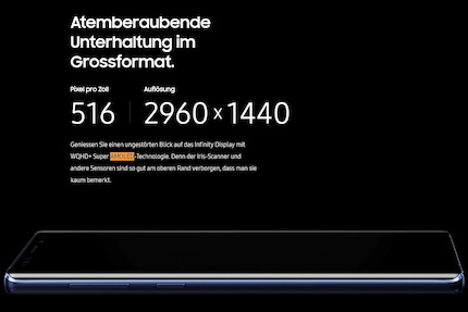 So präsentiert Samsung das Galaxy Note9 auf ihrer Homepage