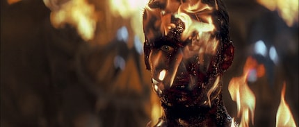 This burning figure shows actor Laurence Fishburne visions of hell