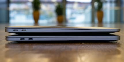 Air sur Pro: la taille et le poids des deux MacBook sont comparables.