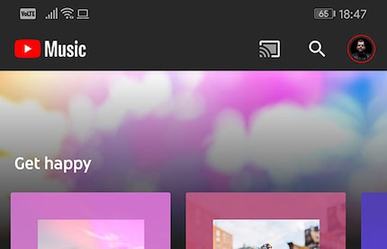 Die Suche ist oben am Bildschirm