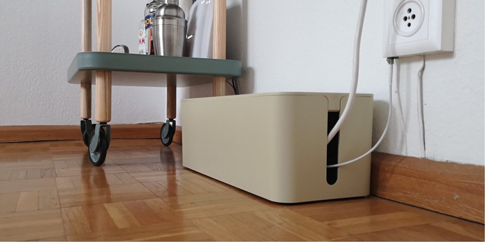 A cable box helped me hide the cable spaghetti from the socket strip, the table lamp and the rooter in my living room.