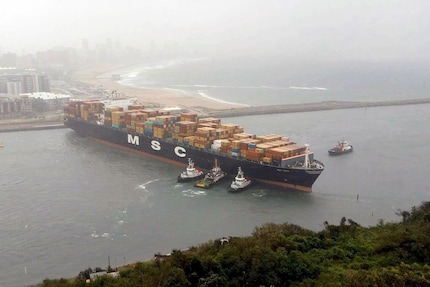 The ship is just under 400 metres long and 60 metres wide