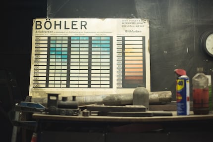 Die Temperaturtabelle zeigt die verschiedenen Glühfarben auf.