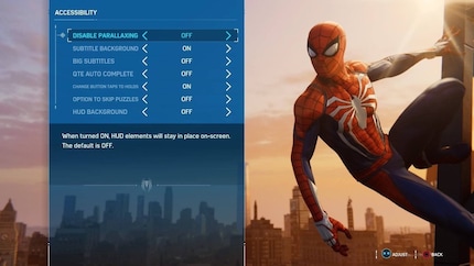 «Spiderman» offers a range of accessibility options.