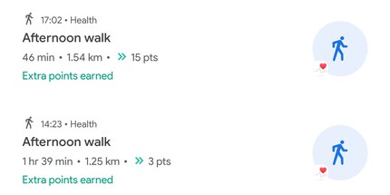 I passi importati sono visualizzati con un cuore