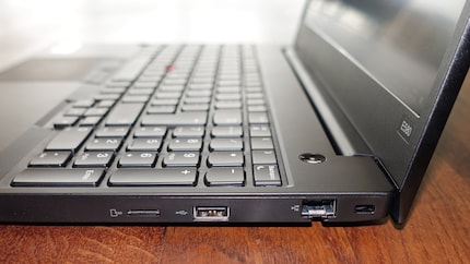 SD slot, USB 2.0 type-A, RJ45 port, Kensington lock