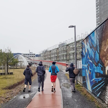 Matthias e Florian facendo jogging.