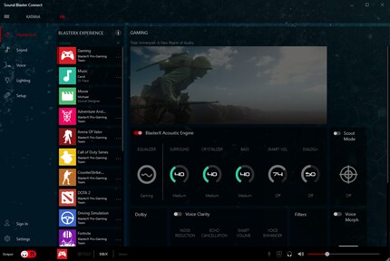 The Soundblaster Connect 2 software helps with fine-tuning the headphones.
