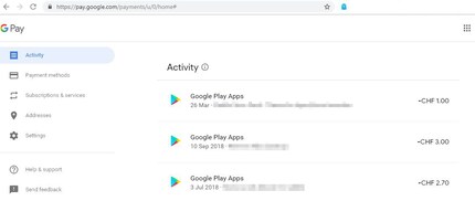 Il web end di Google Pay