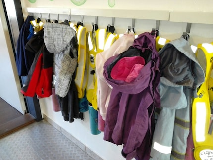 The adults' cloakroom. Never go out on the street without light strips.