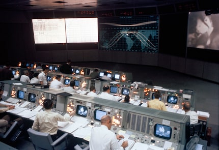 Nasa Mission Control Center during Apollo 9, March 1969.