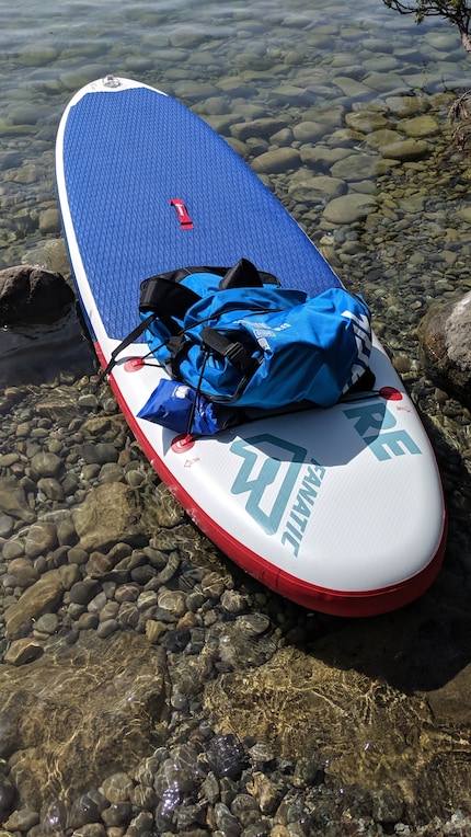 You better leave the giant bag on the shore.