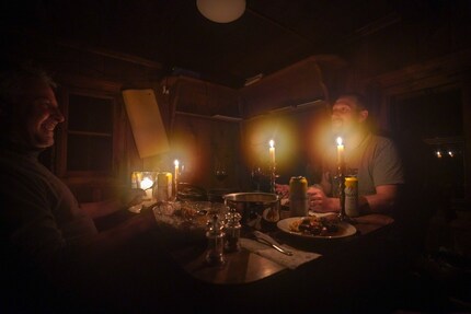 Marco and Marc at our candlelit dinner.