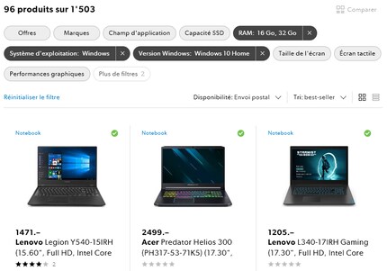 Filtre version desktop
