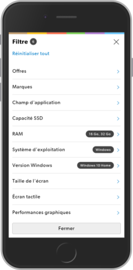 Filtre version mobile