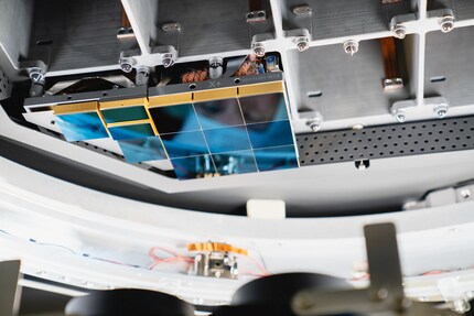 The first field of 3×3 photo sensors is ready. Photo: Farrin Abbott / SLAC