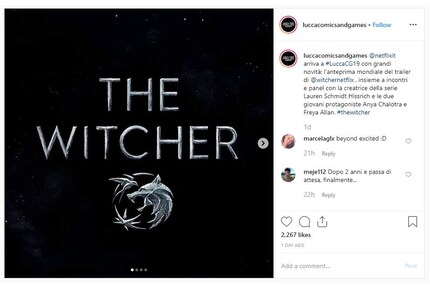 Insta-Post der Comics and Games Convention in Lucca, Italien.