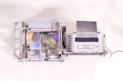 Here's what the RGB laser beam looks like from above.
