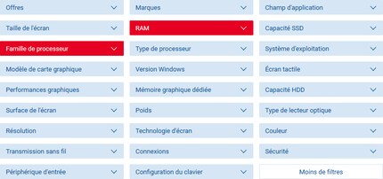 Cochez les cases des filtres qui correspondent aux réponses que vous avez fournies.