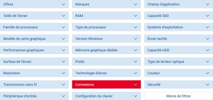 Cliquez sur les filtres qui correspondent aux réponses que vous avez fournies.