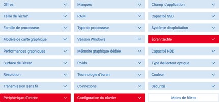 Cochez les cases des filtres qui correspondent aux réponses que vous avez fournies.