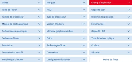 Cochez les cases des filtres qui correspondent aux réponses que vous aurez fournies.