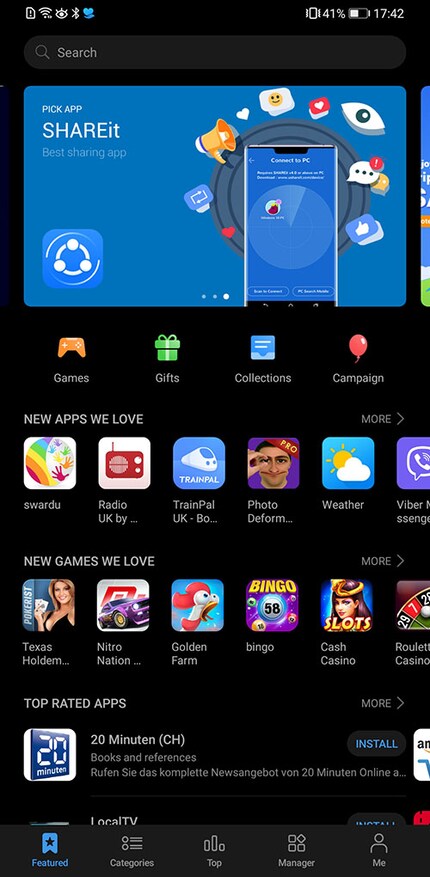 The Huawei App Gallery still looks pretty Chinese