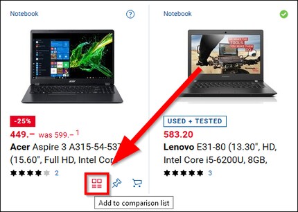 How to add a product to your comparison list