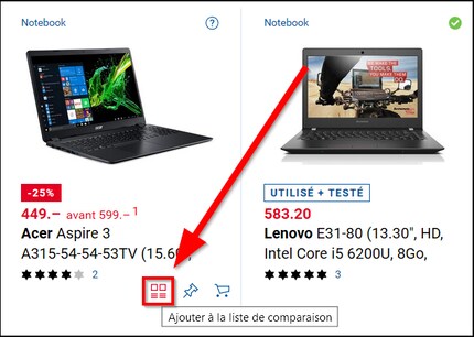 Voici comment ajouter un produit à la liste de comparaison.