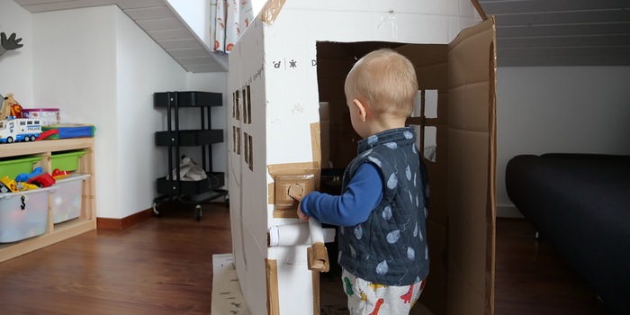 The vacuum cleaner became a cozy room for Alexander's son.