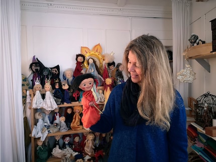 Brigit shows me the female version of Kasperli that she created. She wanted girls to be able to identify with the ubiquitous character too.