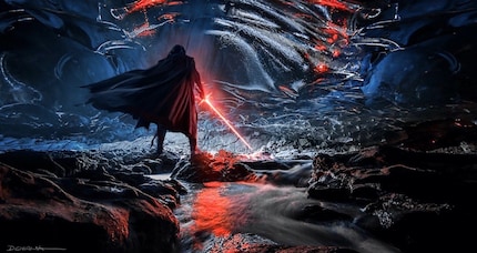 Kylo Ren à l'intérieur de la grotte – à l'intérieur de la Vergence de la Force.