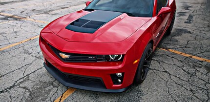 The bonnet of a 2012 Chevrolet Camaro