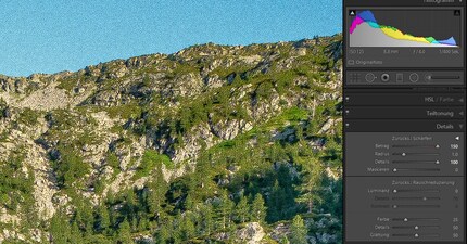 Betrag und Details auf Maximum. Jetzt ist das Bild vollkommen verrauscht.